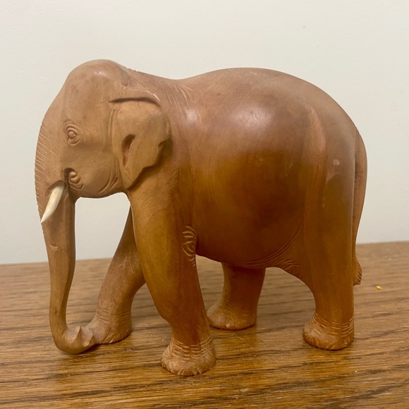 Hand Carved Wooden Elephant Sculpture - Picture 2 of 4